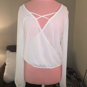 Brand new! White blouse with cross cross front